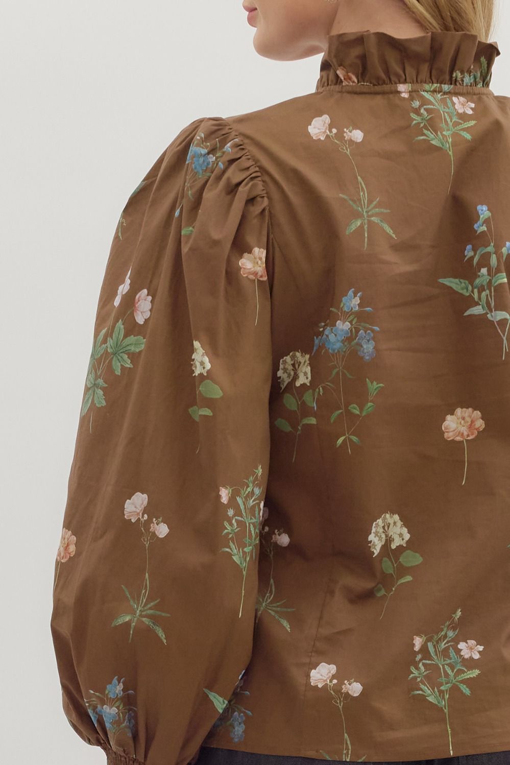 Fall Florals Blouse — Brown
