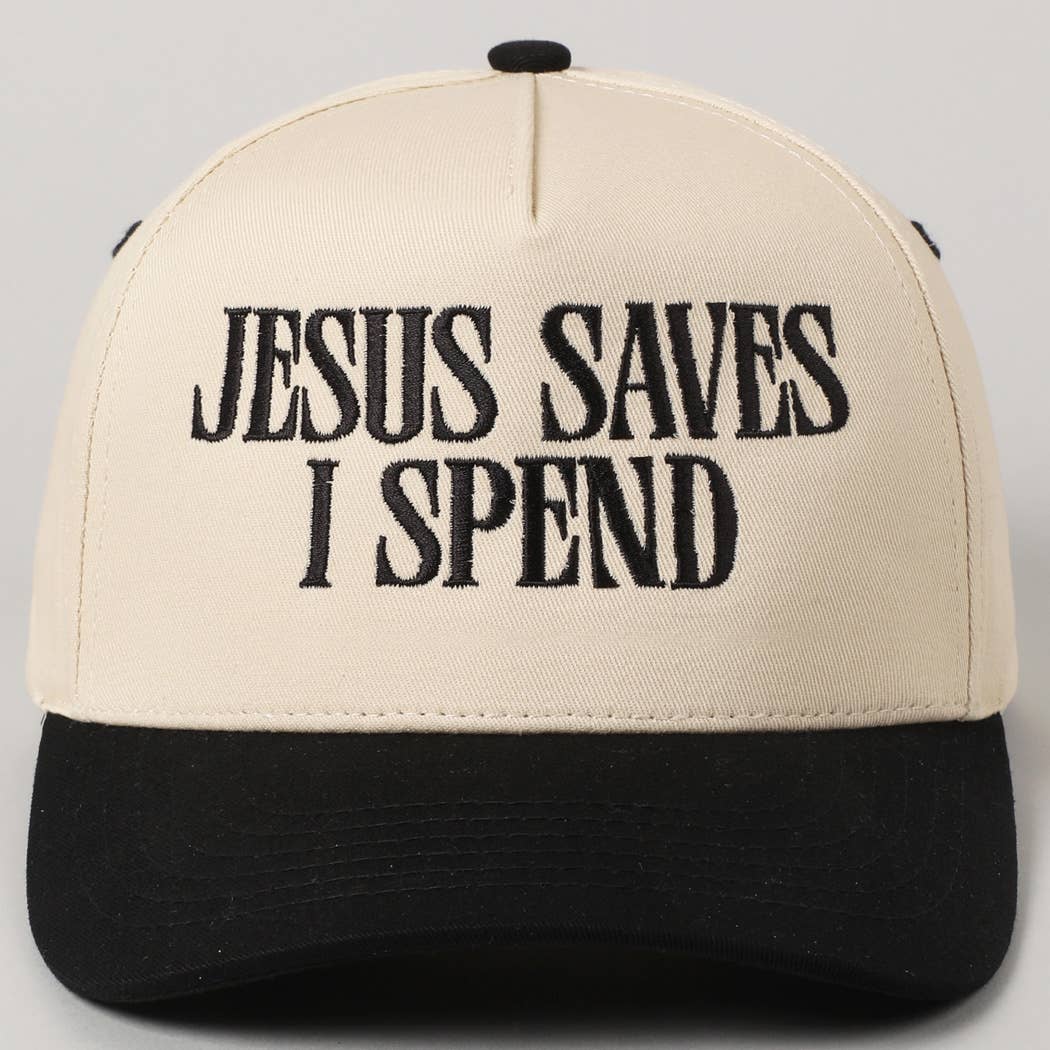 JESUS SAVES I SPEND Hat: SKY BLUE