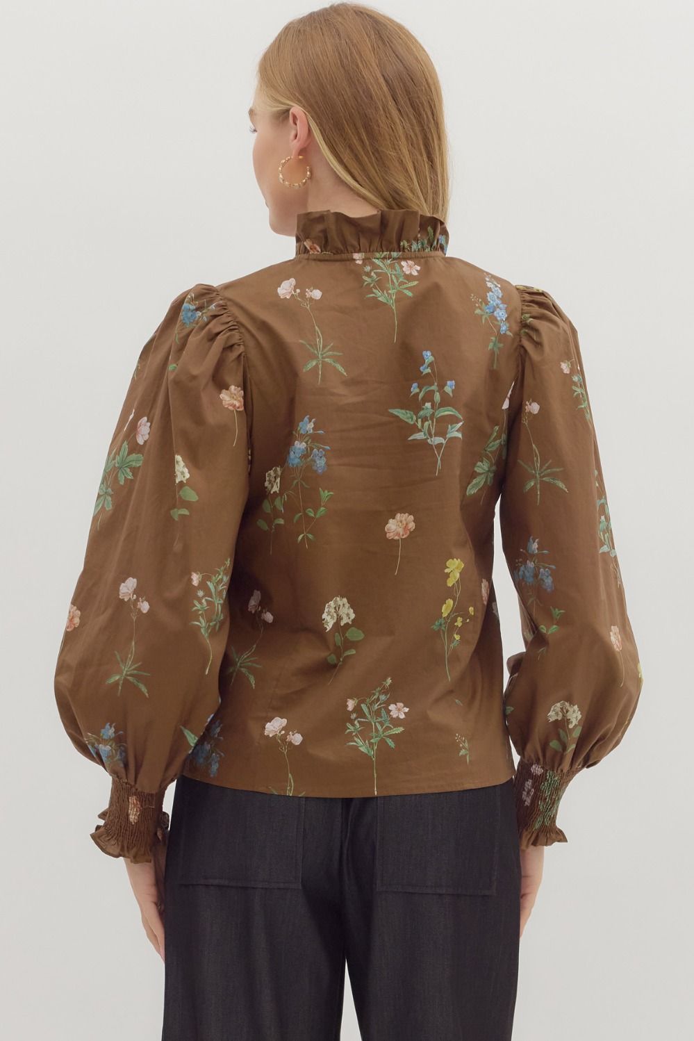 Fall Florals Blouse — Brown