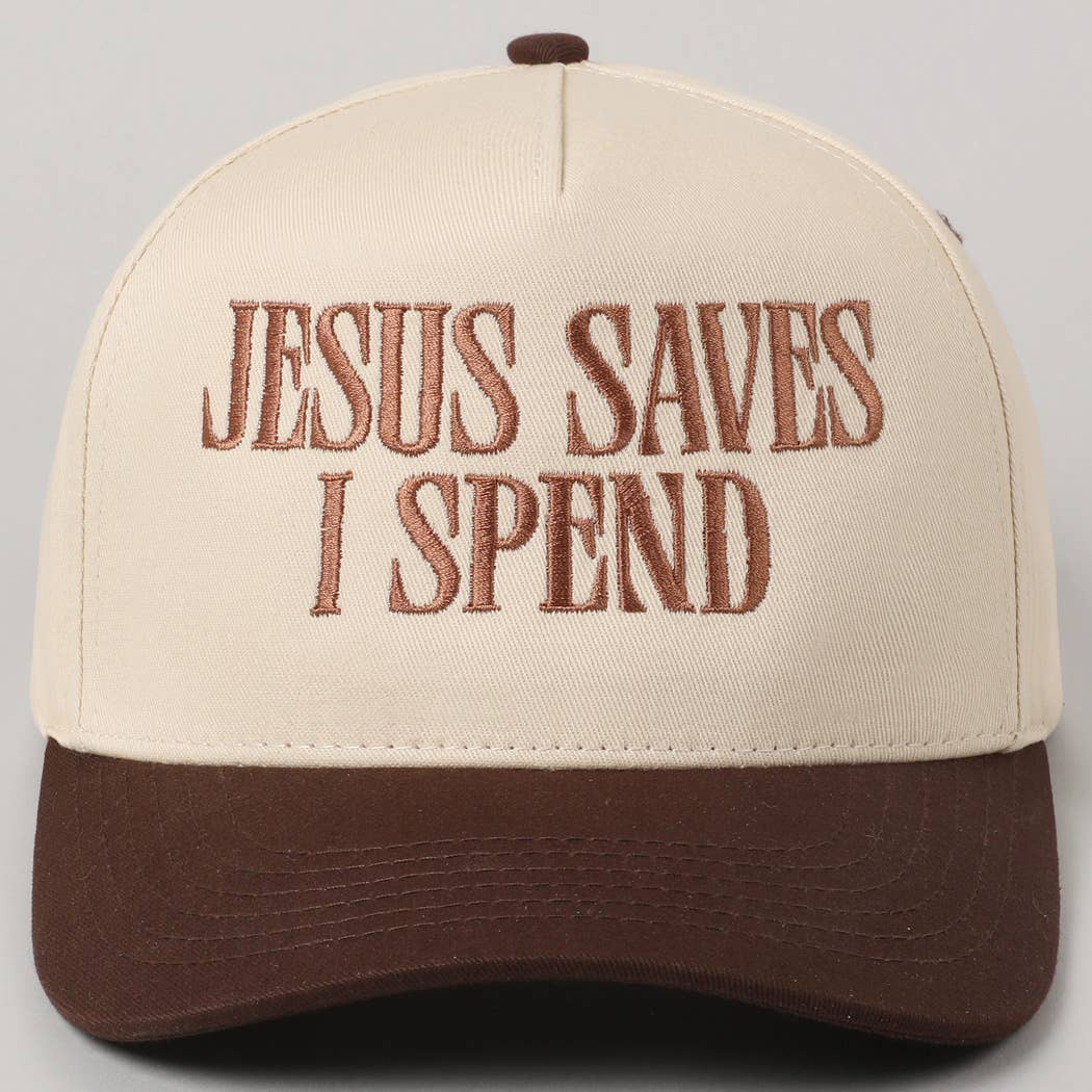 JESUS SAVES I SPEND Hat: SKY BLUE