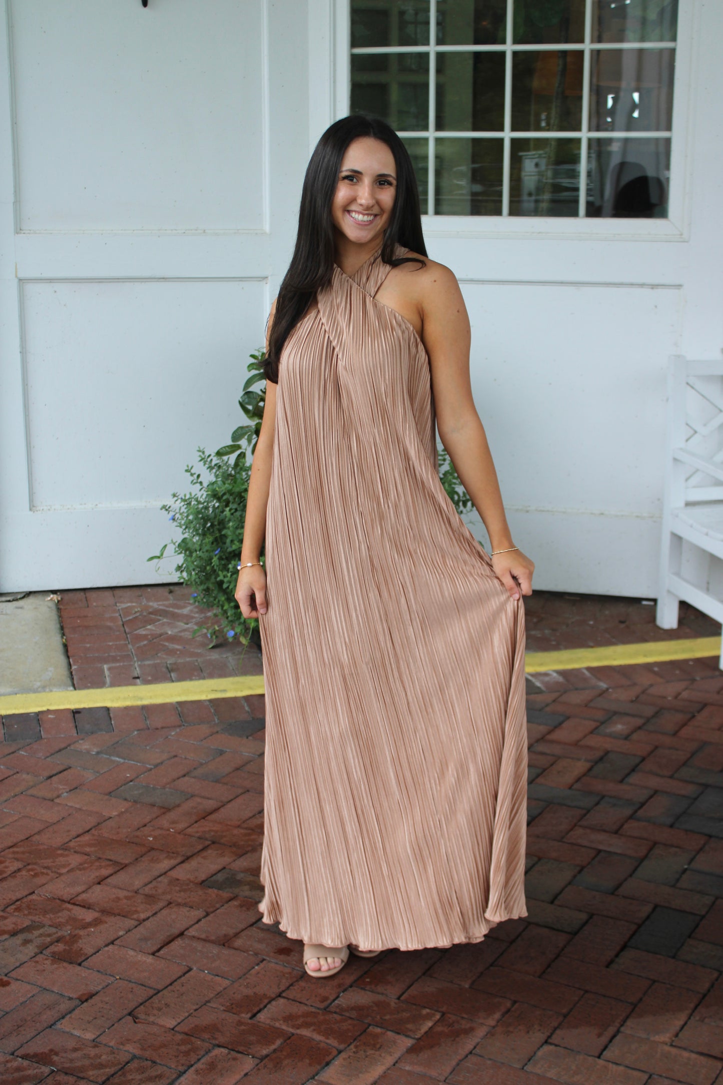 Champagne Cross Front Maxi Dress