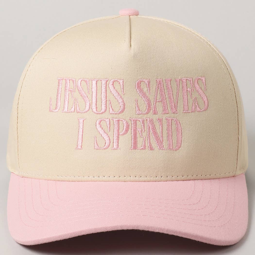 JESUS SAVES I SPEND Hat: SKY BLUE
