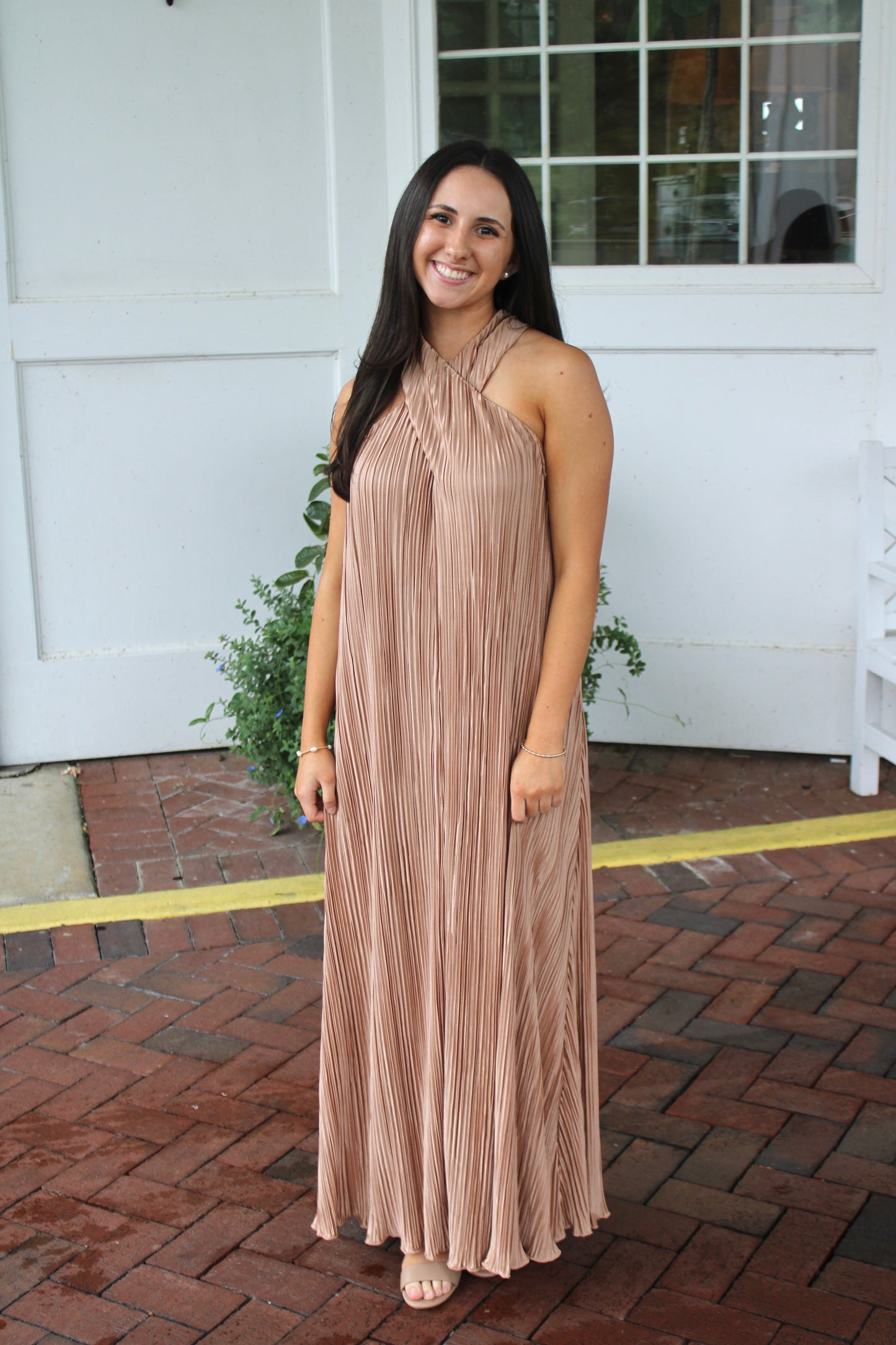 Champagne Cross Front Maxi Dress