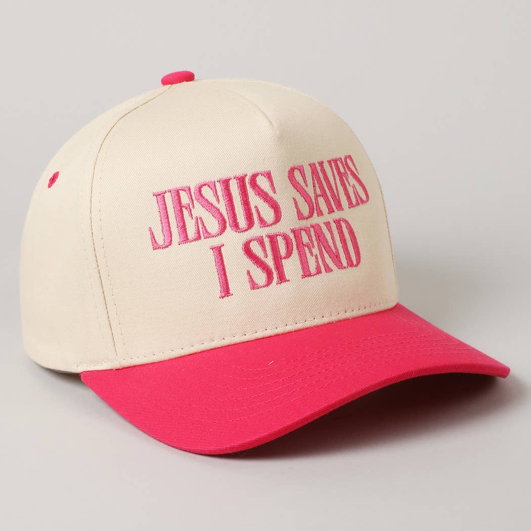 JESUS SAVES I SPEND Hat: SKY BLUE