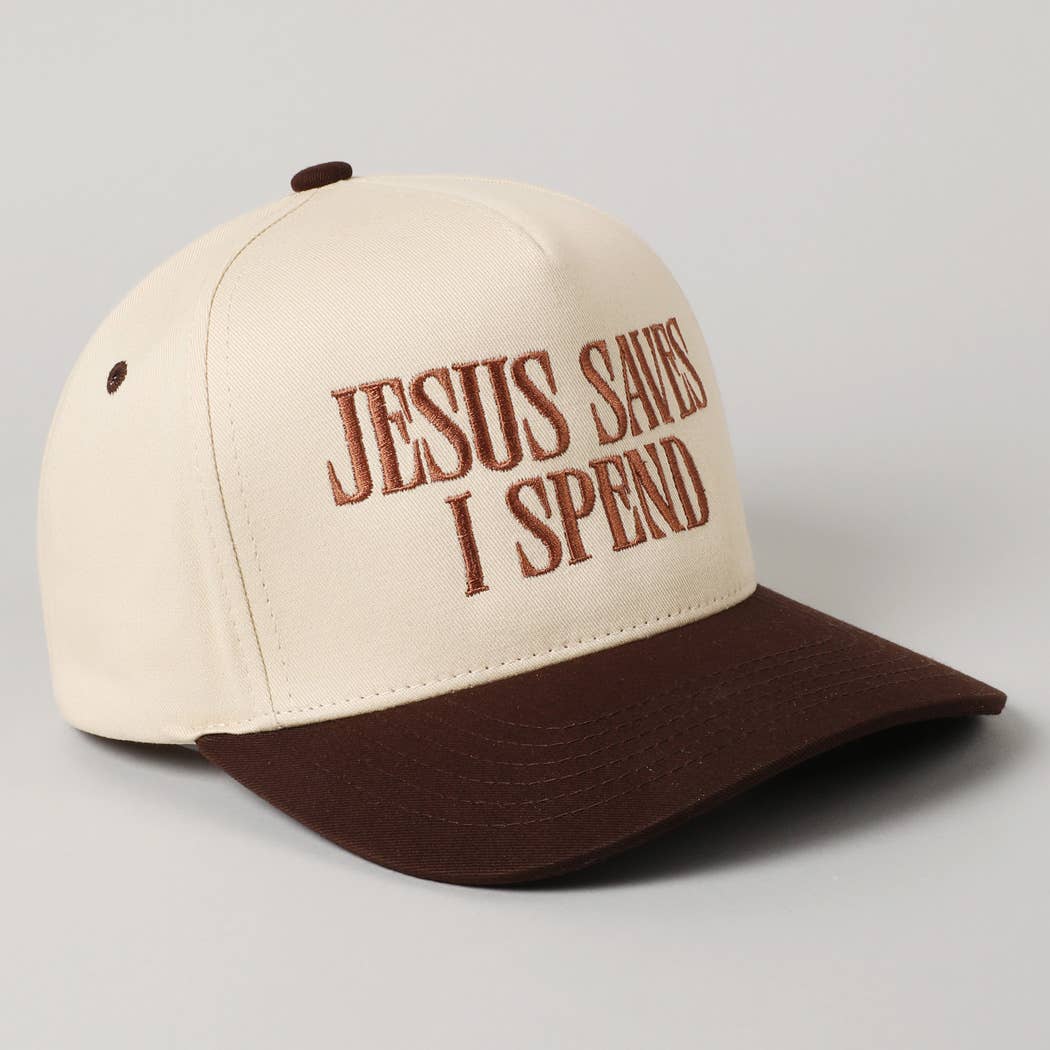 JESUS SAVES I SPEND Hat: SKY BLUE