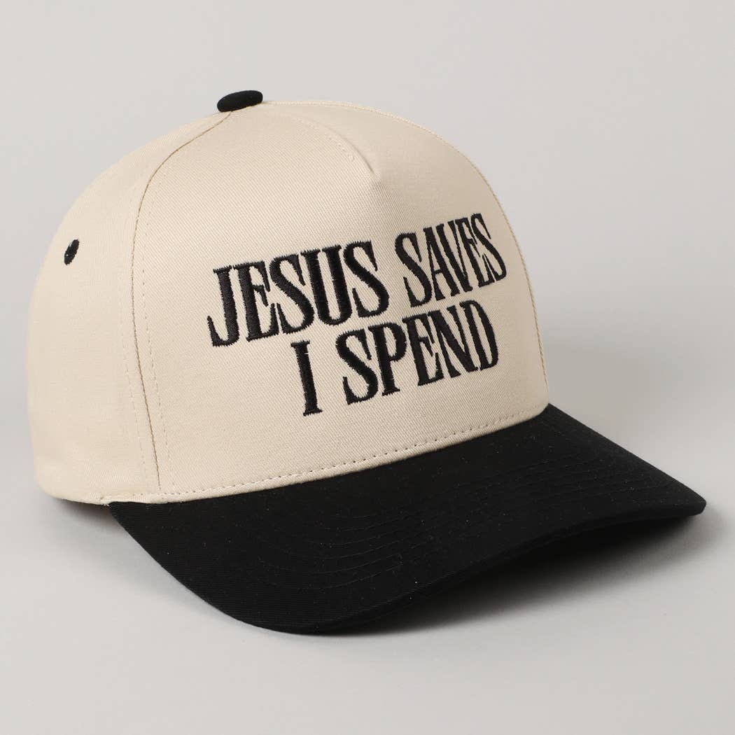JESUS SAVES I SPEND Hat: SKY BLUE