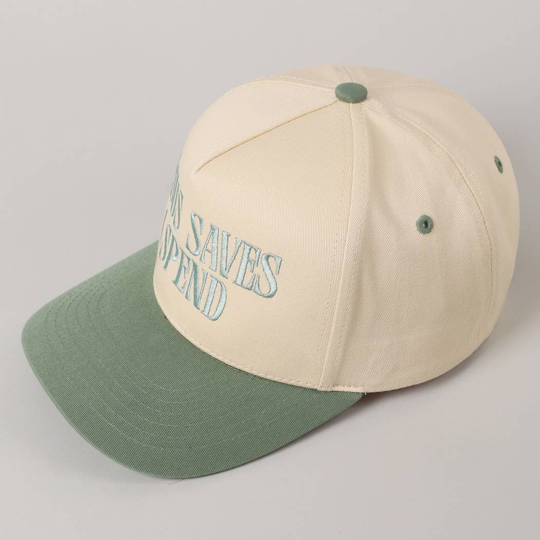 JESUS SAVES I SPEND Hat: SKY BLUE