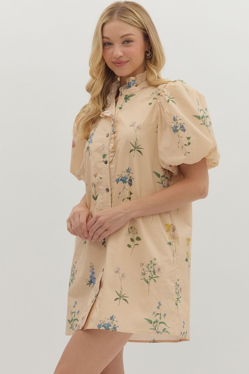 Fall Florals Dress — Ecru