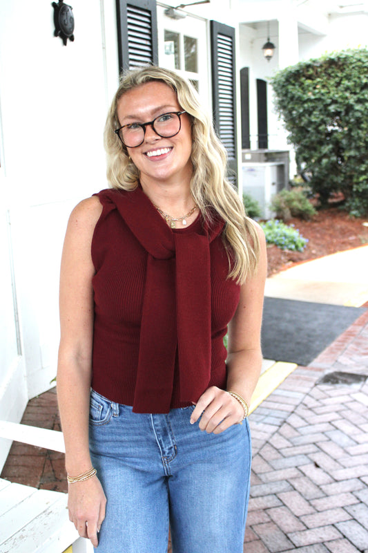 Crimson Sleeveless Top