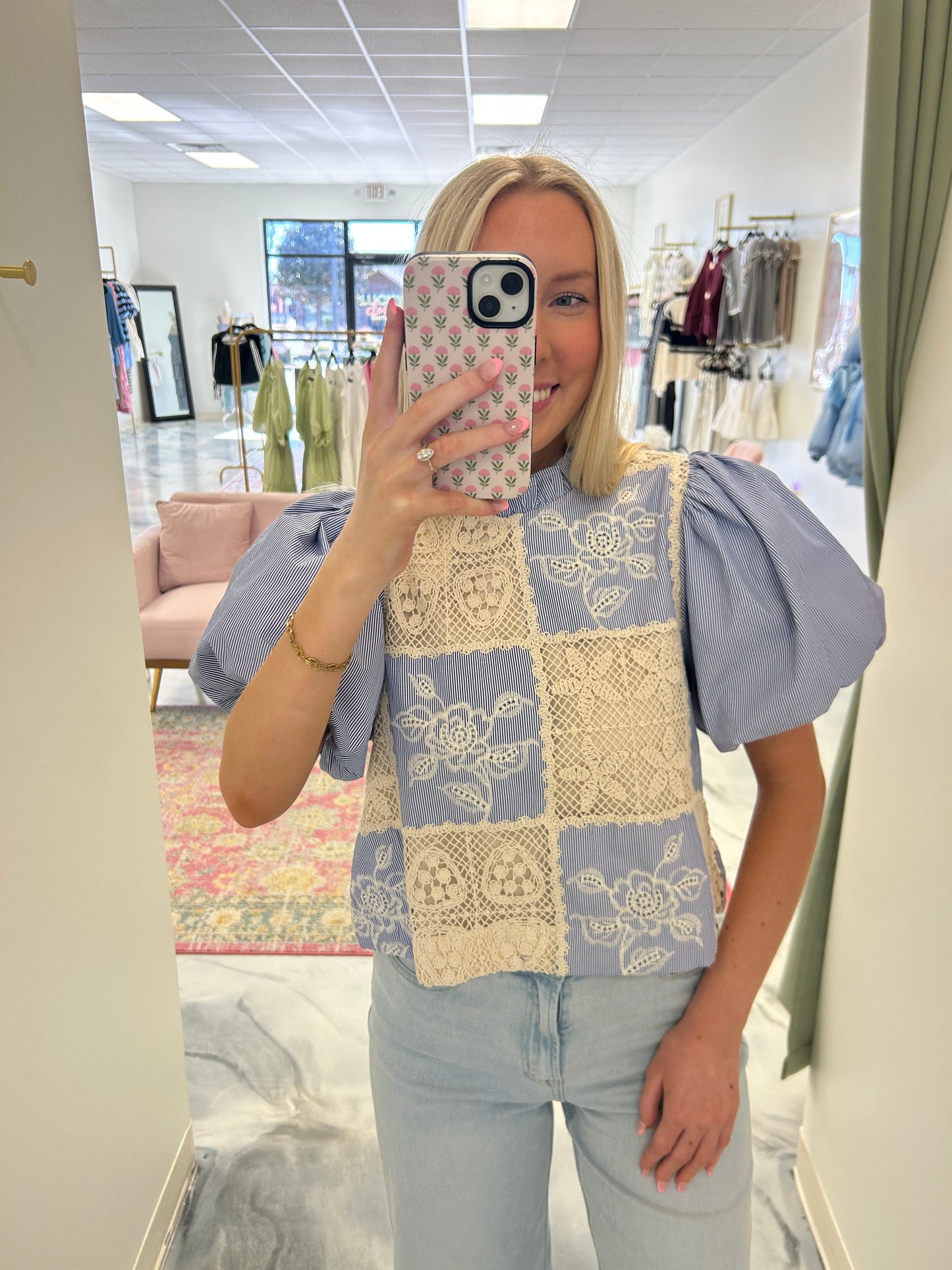 Lacy Puff Sleeve Top