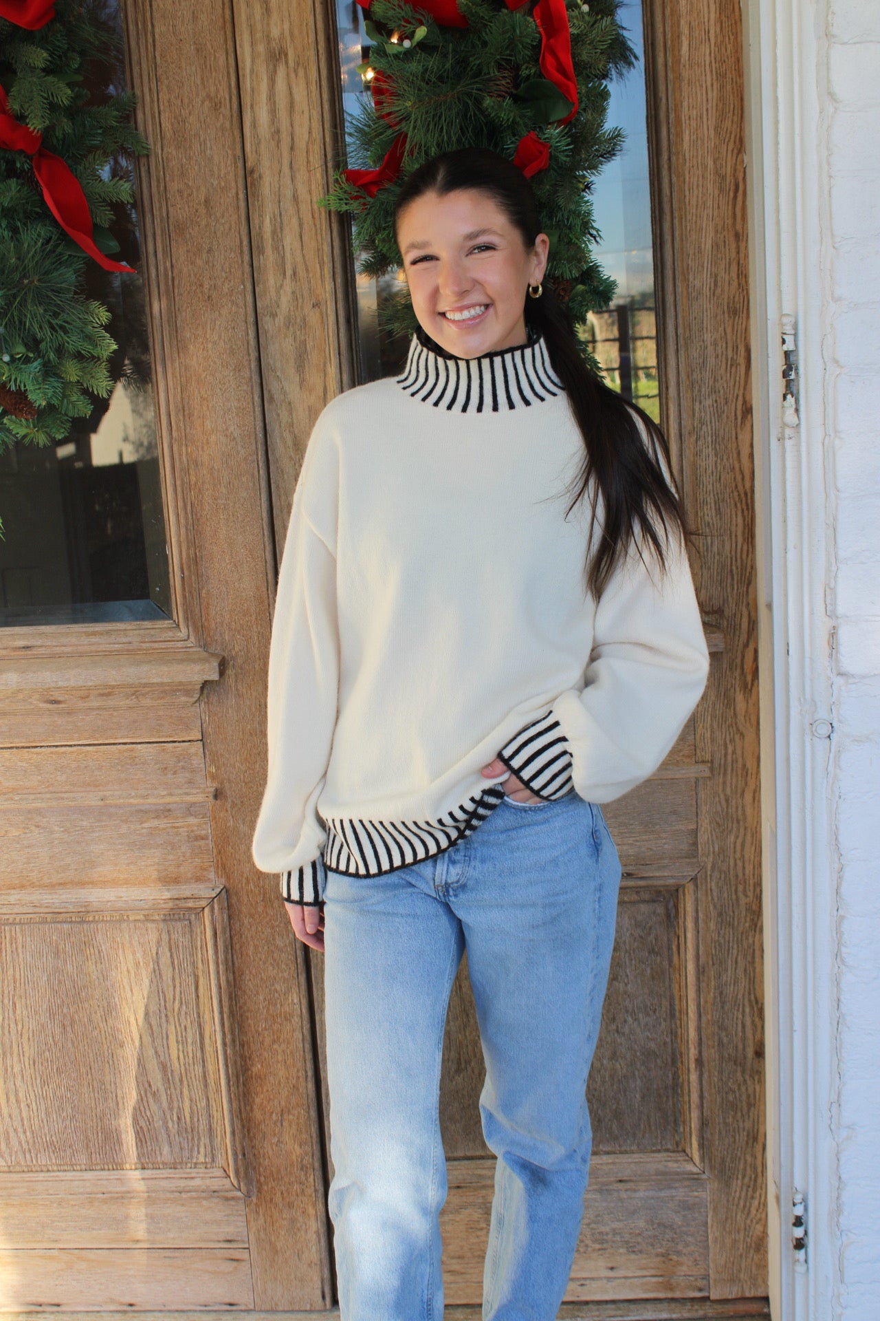 Cream Mock Neck Sweater