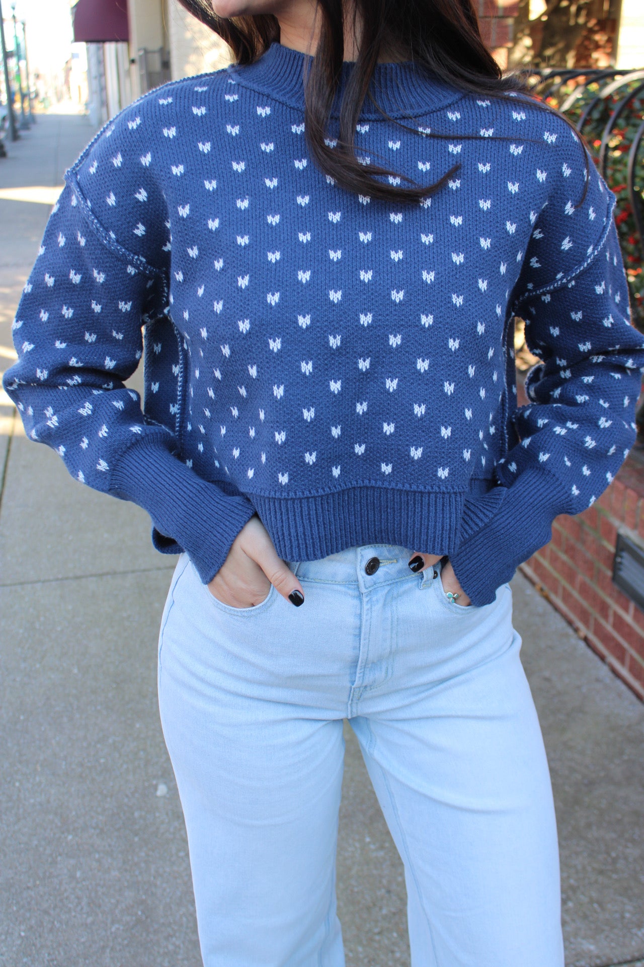 Navy Heart Sweater