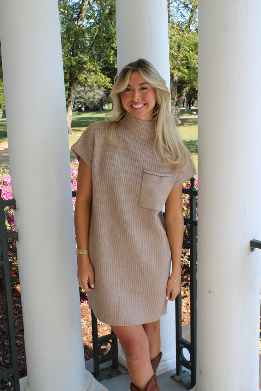 Mocha Mock Neck Sweater Dress