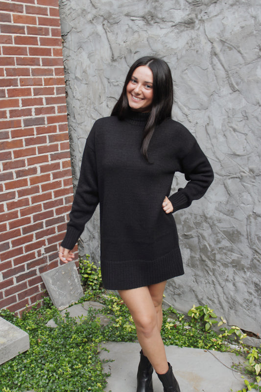 Black Turtleneck Sweater Dress