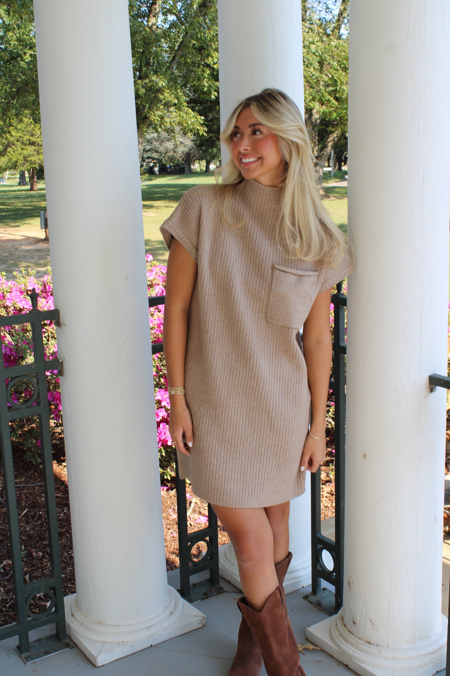 Mocha Mock Neck Sweater Dress