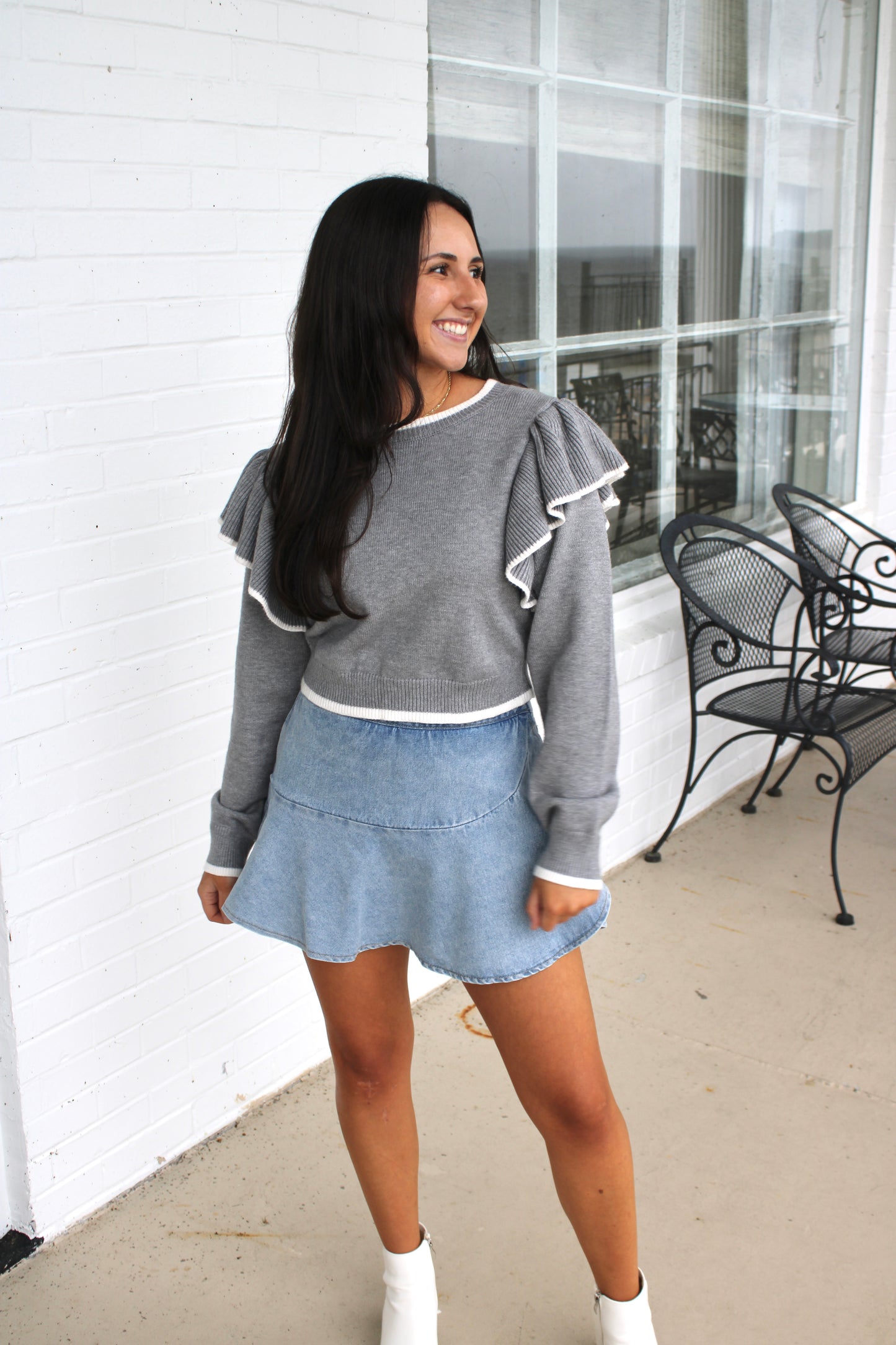 Contrast Stitch Sweater - Grey