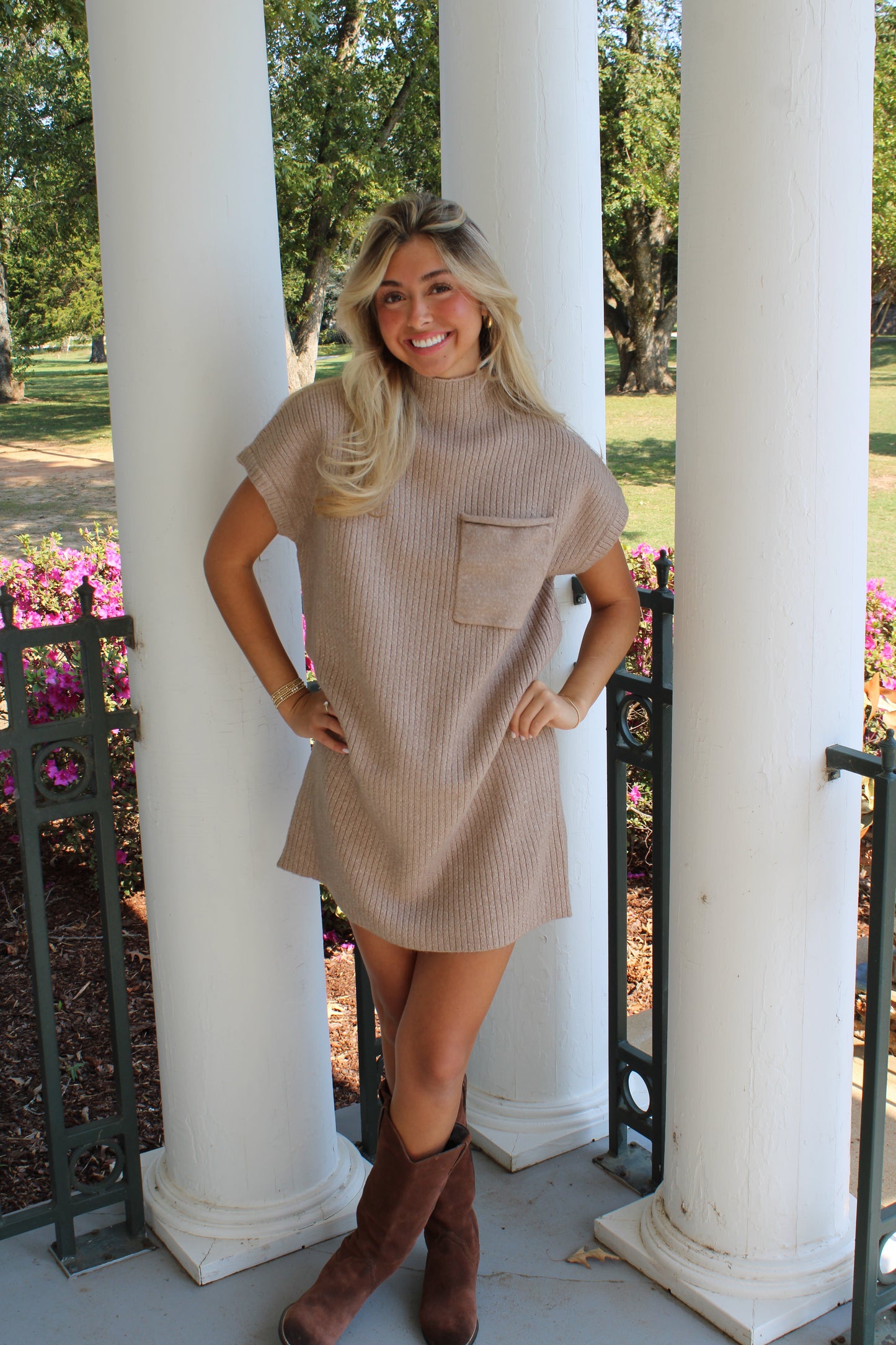 Mocha Mock Neck Sweater Dress