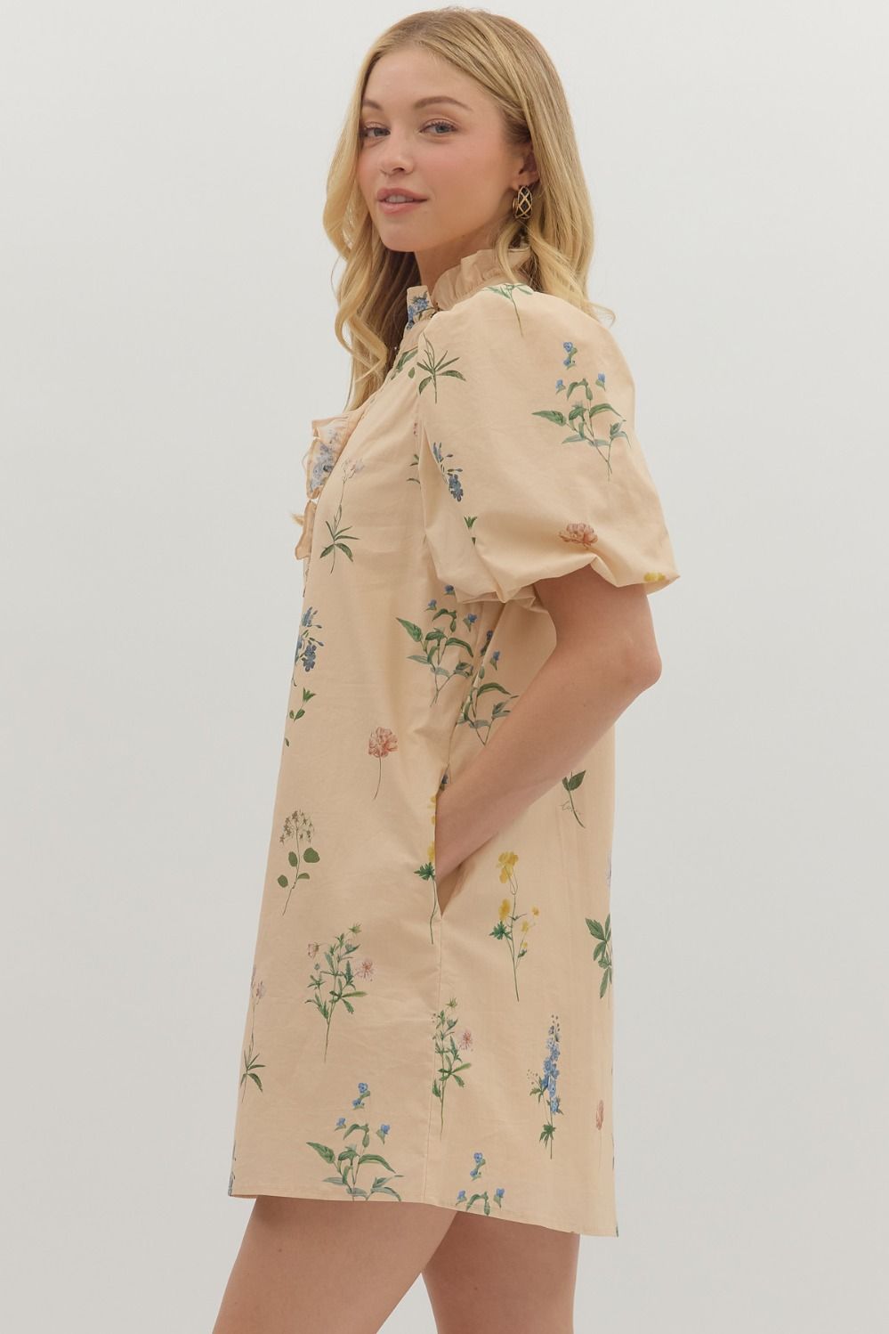 Fall Florals Dress — Ecru