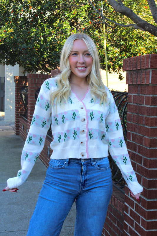 Floral Striped Cardigan