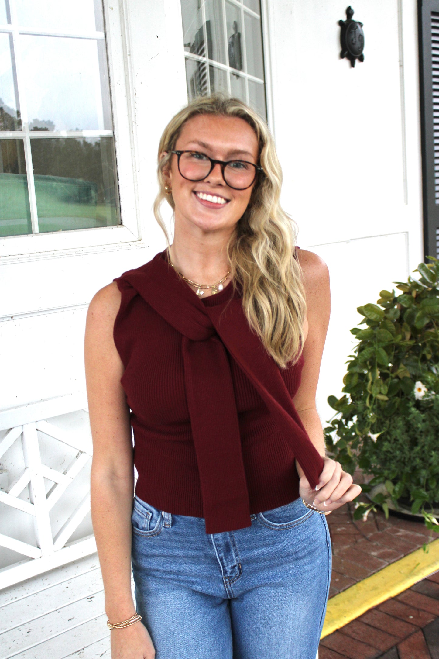 Crimson Sleeveless Top