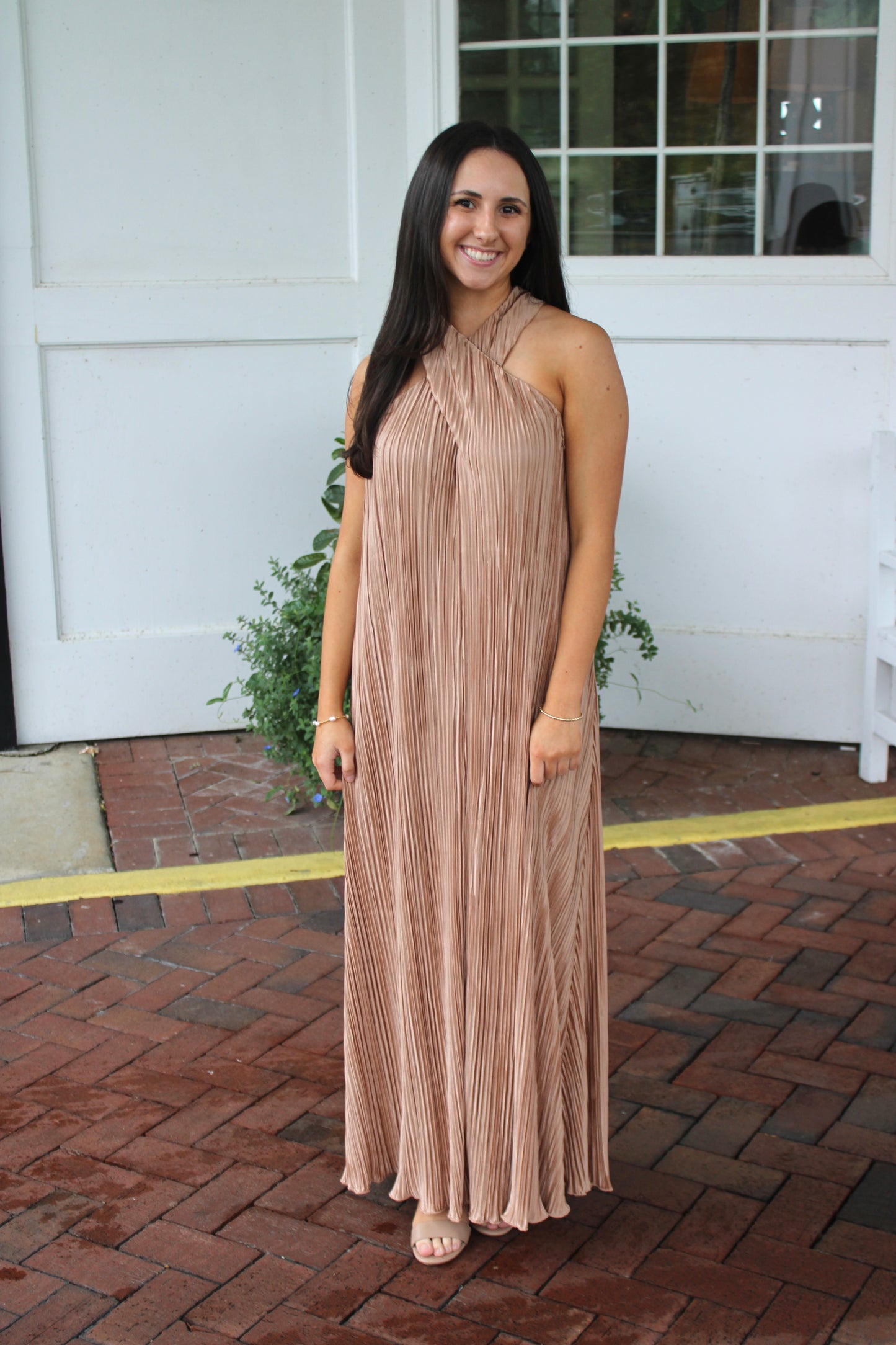 Champagne Cross Front Maxi Dress