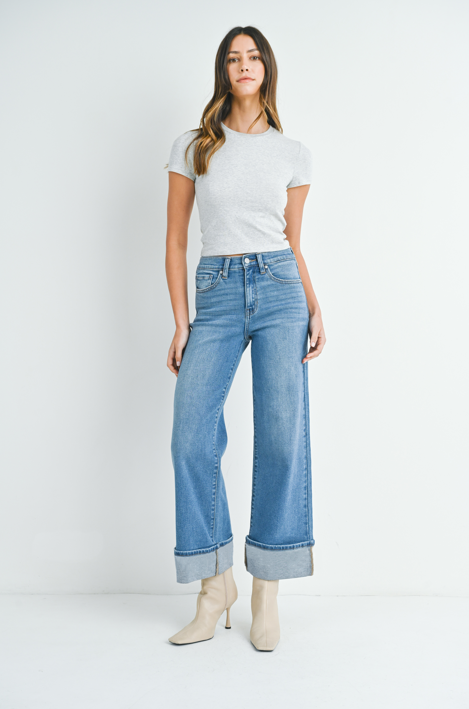 Cuff Leg Jeans — Medium Denim