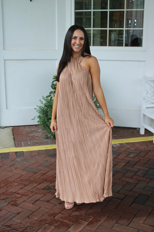 Champagne Cross Front Maxi Dress