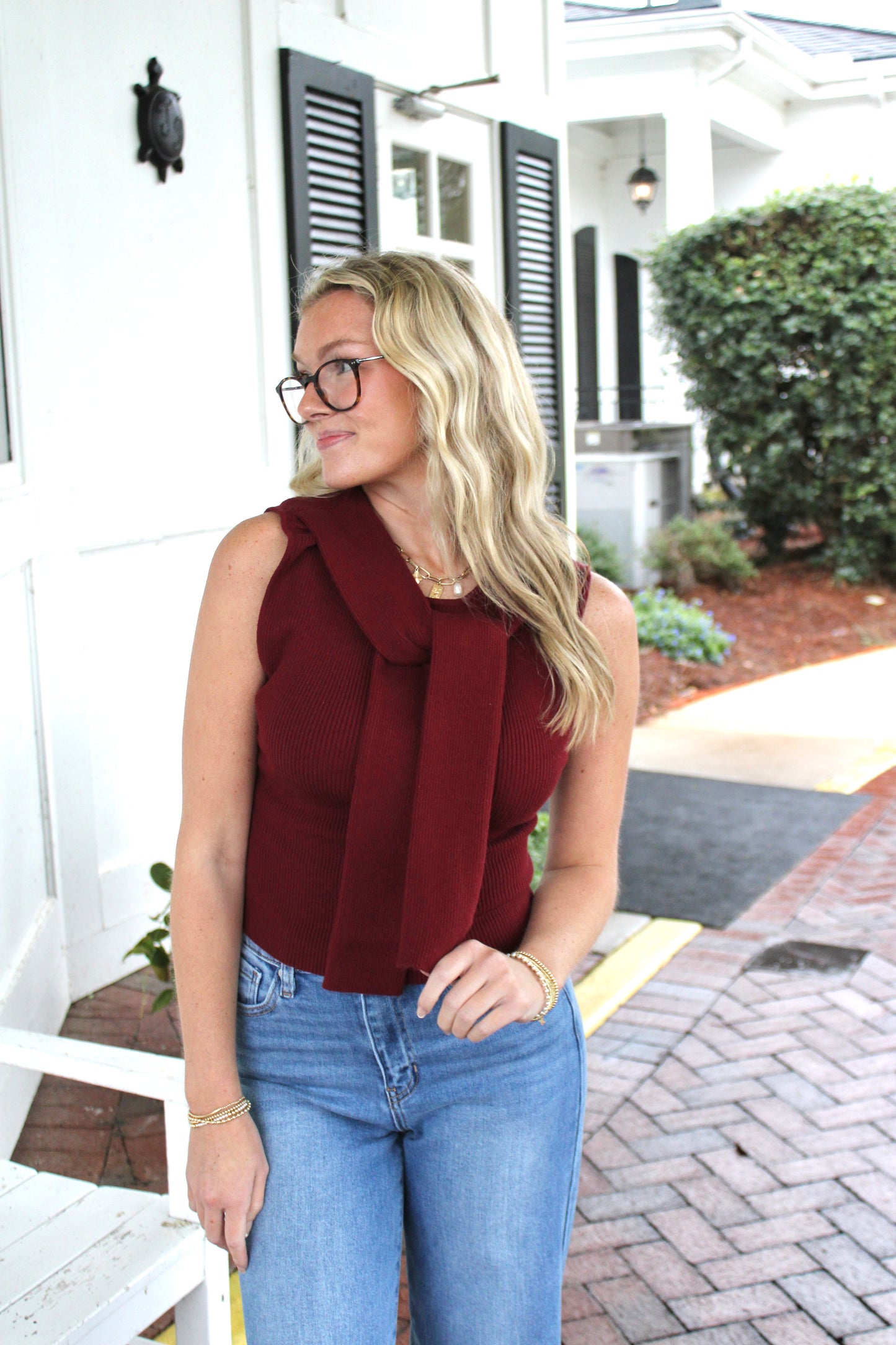 Crimson Sleeveless Top