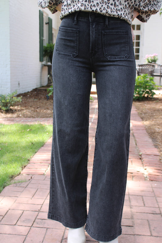 Patch Pocket Jeans - Washed Black