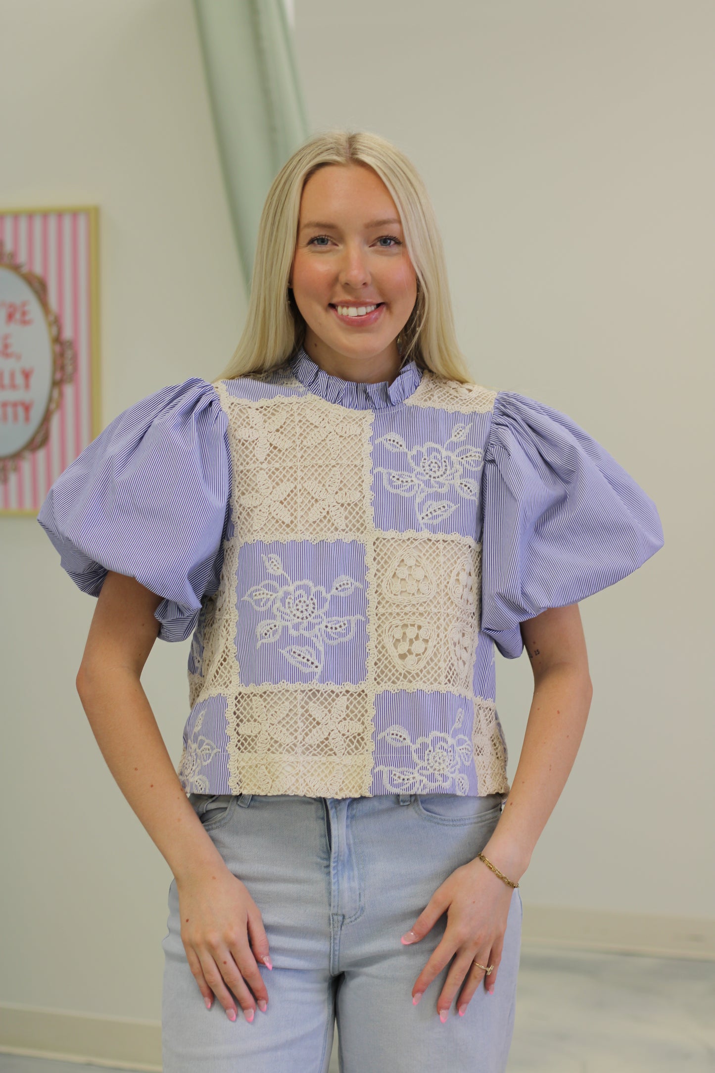 Lacy Puff Sleeve Top