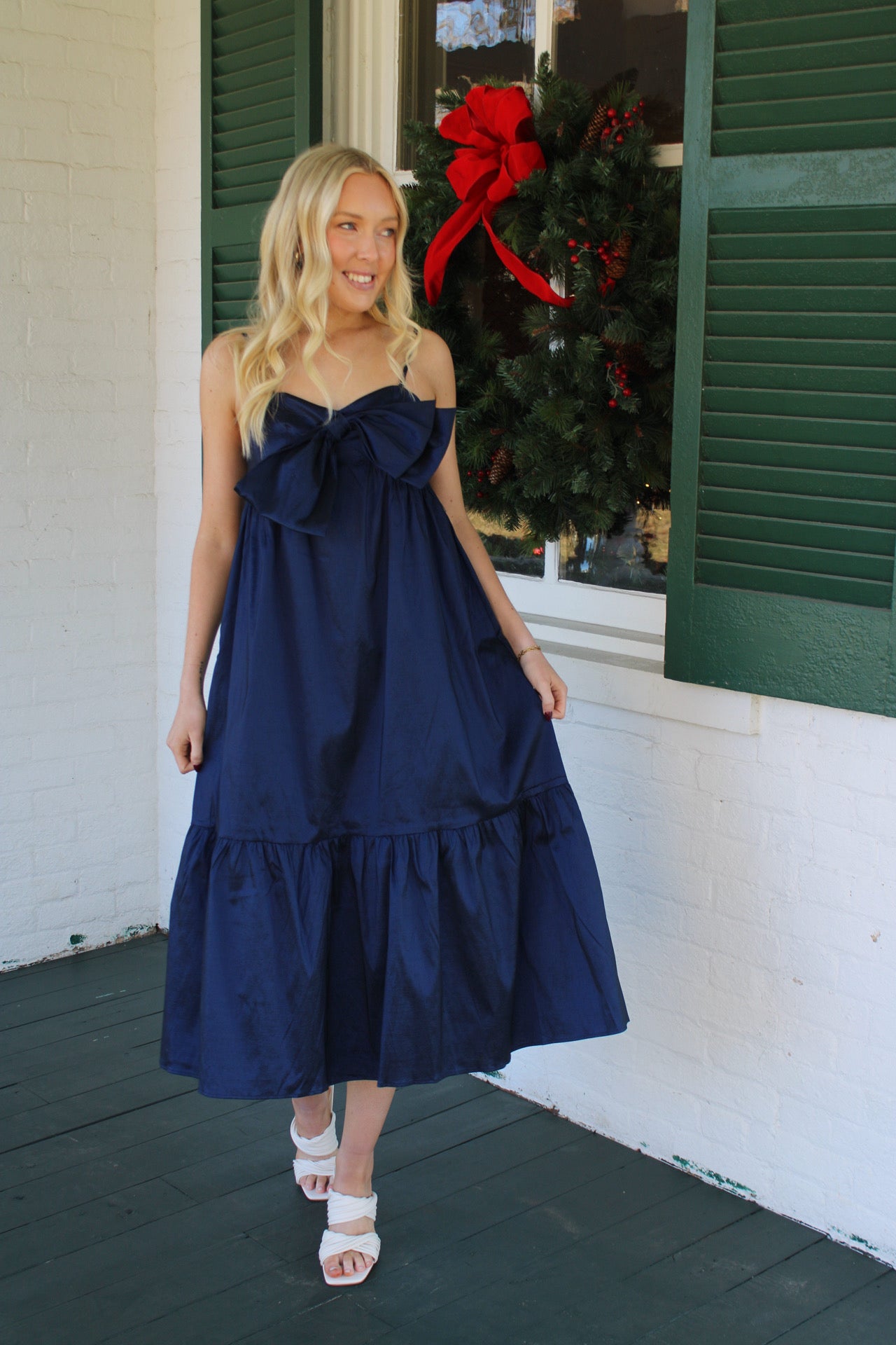 Navy Bow Midi Dress