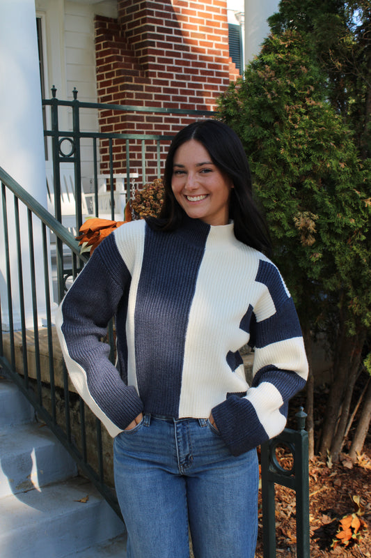 Navy Colorblock Sweater