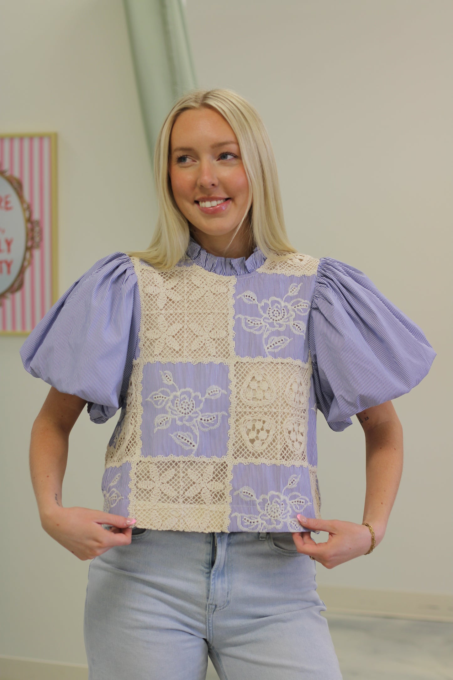 Lacy Puff Sleeve Top