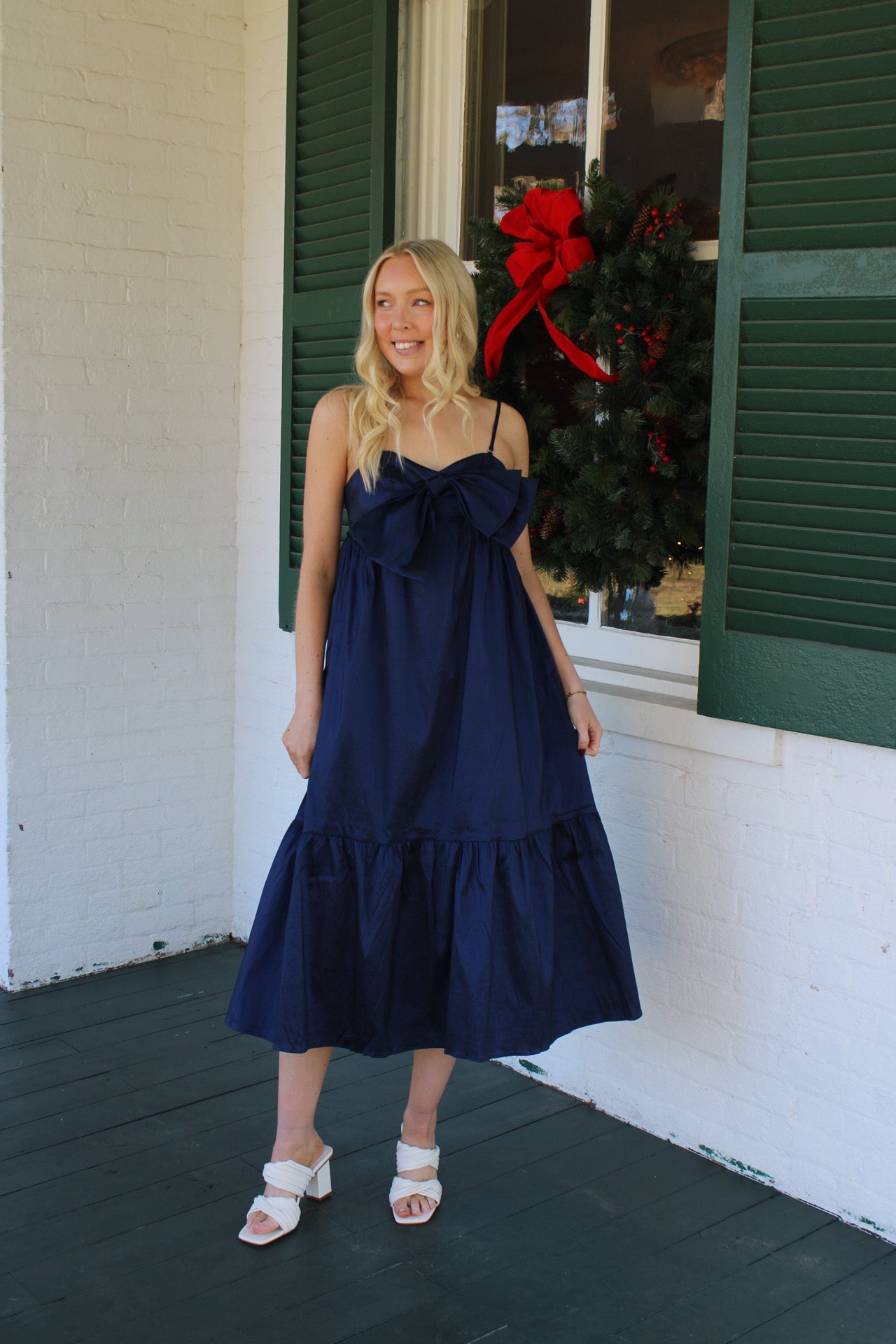 Navy Bow Midi Dress