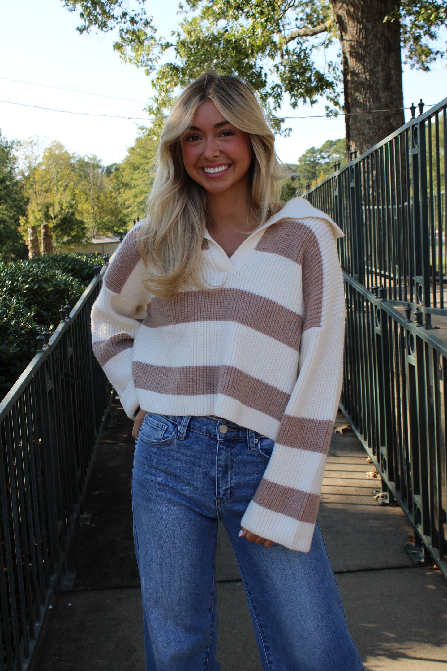 Striped Collared Sweater