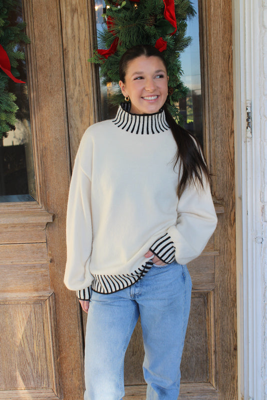 Cream Mock Neck Sweater