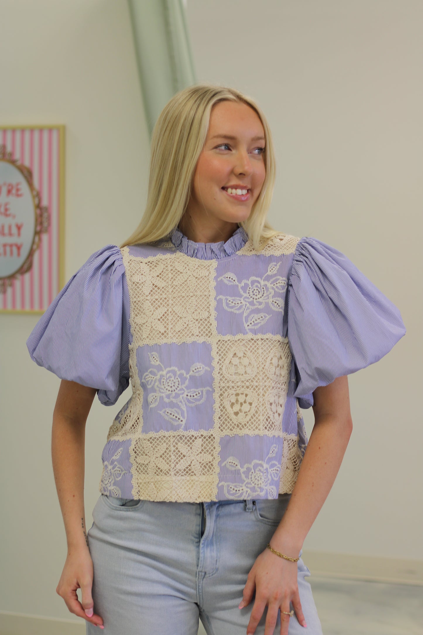 Lacy Puff Sleeve Top
