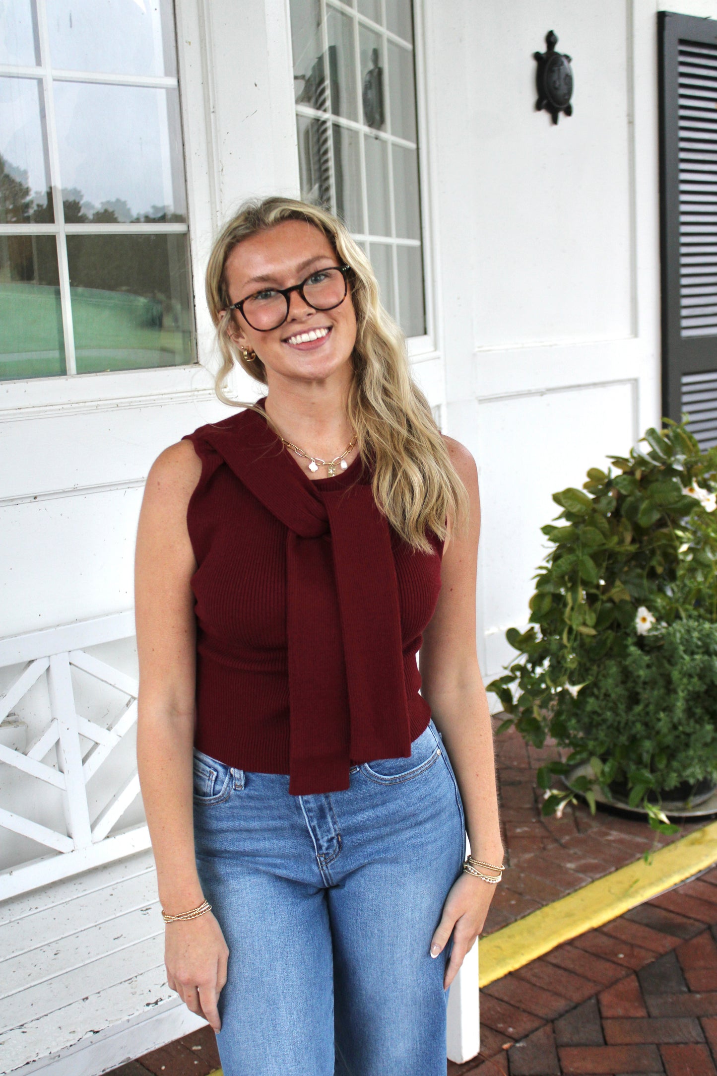 Crimson Sleeveless Top